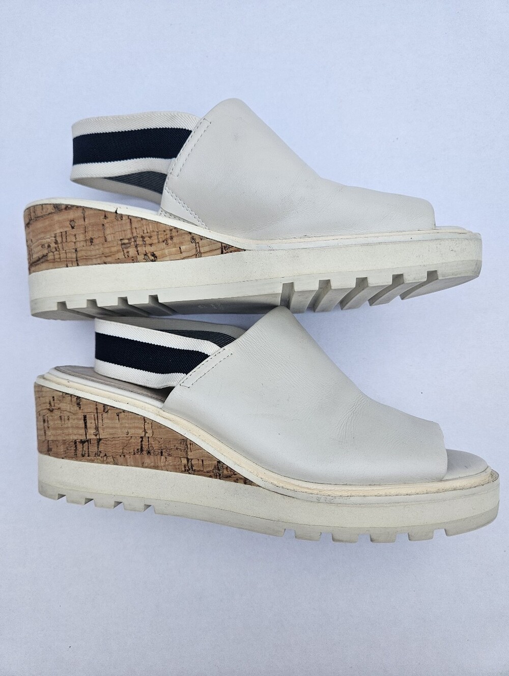 Cecelia New York White Leather Platform Wedge Sandals - Size 6.5
